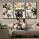 Texas Longhorn Wall Art Canvas Print – Herd Abstract Cow by MyGreatCanvas | Canvas Wall Art Prints | Photo Prints & Wall Decor