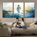 Watercolor Jesus Walking on Water Canvas Print, Christian