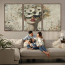 Abstract Floral Women Patel Wall Art Canvas Print