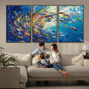 Colorful Swirling Fish School Wall Art Canvas Print |