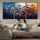 Vibrant Abstract Fish Swarm Art – Colorful Fish Inspired