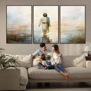 Framed Jesus Walking on Water Wall Art - 3-Panel Christian by MyGreatCanvas | Canvas Wall Art Prints | Photo Prints & Wall Decor