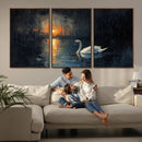 Abstract Swan on Water Wall Art Canvas Print - Elegant