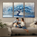 Abstract Blue Tree Art Canvas Print, Majestic Tree Wall Art