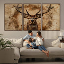 Wood Abstract Deer Wall Art | Rustic Wildlife Canvas Print |