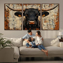 Rustic Texas Artwork Wall Art Canvas Print - Abstract Cow