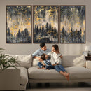 Golden Forest Abstract Wall Art | Dark Forest with Gold