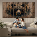 Rustic Grizzly 399 Wall Art | Triptych Canvas Print | Rustic