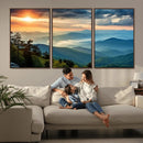 Sunrise Over Mountain Range Wall Art Canvas Print, Farmhouse