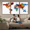 Colorful World Map Canvas Wall Art Print, Contemporary