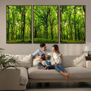 Lush Green Forest Canvas Print | 3-Panel Forest Wall Art |