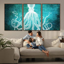 Green Octopus Abstract Wall Art Canvas Print