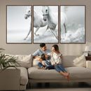Large Wall Art Canvas Print – Beautiful Running White Horses