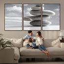 Still Life Black and White Zen Stones Wall Art Canvas,