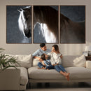 Large Wall Art Cream Colored Horse on Grey Background Canvas