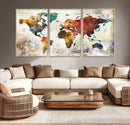 Watercolor World Map Canvas Print – Framed Wall Art for by MyGreatCanvas | Canvas Wall Art Prints | Photo Prints & Wall Decor