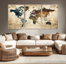 World Map Canvas Print – Detailed Map of the World Wall Art by MyGreatCanvas | Canvas Wall Art Prints | Photo Prints & Wall Decor