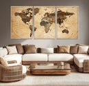 Push Pin World Map Canvas Print – Framed Travel Tracker Wall