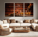 Whiskey and Cigar Wall Art Canvas | 3 Panel Bar Room Decor by MyGreatCanvas | Canvas Wall Art Prints | Photo Prints & Wall Decor