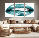 Blue Lips Wall Art Canvas Print