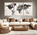 Abstract Map Printing - Modern World Map Canvas Wall Art for