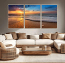 Sunset and Beach at Night Wall Art Canvas Print