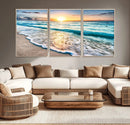 Sunset Beach Waves Canvas Wall Art – 5-Panel Ocean Sunset by MyGreatCanvas | Canvas Wall Art Prints | Photo Prints & Wall Decor