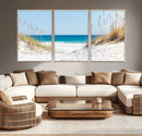 Serene Coastal Dune Path with Ocean View, 3-Panel Beach