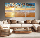 Golden Sunset Beach Print Canvas Wall Art, Giclee Canvas