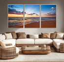 Serene Ocean Sunset Canvas Print, Golden Hour Beach Wall
