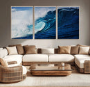 Ocean Wave at Sunset Canvas Art, Large Wall Print of Vibrant