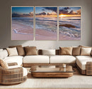 Sea Ocean Sunset Beach Wall Art Canvas Print