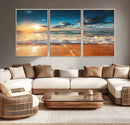 Golden Sunset Beach Triptych Canvas Art, Giclee Coastal Wall by MyGreatCanvas | Canvas Wall Art Prints | Photo Prints & Wall Decor