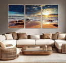 Golden Hour Beach Sunset Canvas Triptych, Ocean Waves and by MyGreatCanvas | Canvas Wall Art Prints | Photo Prints & Wall Decor