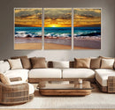 Ocean Sunrise Over Golden Beach Waves, Giclee Canvas Wall by MyGreatCanvas | Canvas Wall Art Prints | Photo Prints & Wall Decor