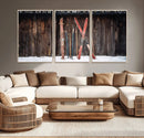 Vintage Ski Gear Canvas Print, Vintage Ski Gear Against