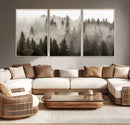 Foggy Mountain Wall Art | 3-Panel Foggy Forest and Mountain