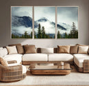 Mountain Mist Canvas Wall Art Print | 3-Panel Foggy Forest