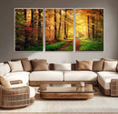 Sunlight Through Trees Wall Art Canvas Print - Autumn Forest