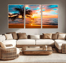 Palm Tree Sunset On The Beach Wall Art Canvas, Framed Palm by MyGreatCanvas | Canvas Wall Art Prints | Photo Prints & Wall Decor