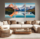 Landscape Mountain and Lake View Wall Art Canvas Print