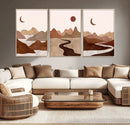 Boho Wall Art Canvas Print Set Mid-Century Prints Bohemian