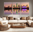 Colorful Dallas City Lights Night Skyline Wall Art Print