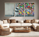 Banksy Colorful Street Graffiti Canvas Wall Art Print, by MyGreatCanvas | Canvas Wall Art Prints | Photo Prints & Wall Decor