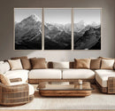 Everest Himalaya Mountain Peaks Black & White Triptych
