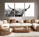 Black White Scottish Highland Cow Cattle Art Print Farmhouse by MyGreatCanvas | Canvas Wall Art Prints | Photo Prints & Wall Decor