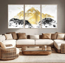 Golden Mountain Triptych Wall Art Canvas Print, Modern