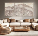 Tree Ring Wall Art Triptych, Rustic Wood Ring Canvas Print,