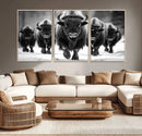 American Bison Art | Buffalo Herd Wall Art Canvas Print, BW