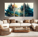 Watercolor Trees Forest Abstract Wall Art Canvas Print,